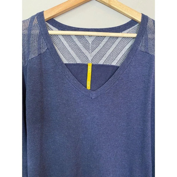 Lolë Lole Womens Sz Large Long Sleeve Mesh Knit V-Neck Navy Pullover Activewear - Picture 6 of 16